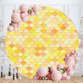 Aperturee - Orange Mermaid Round Girls Birthday Backdrop